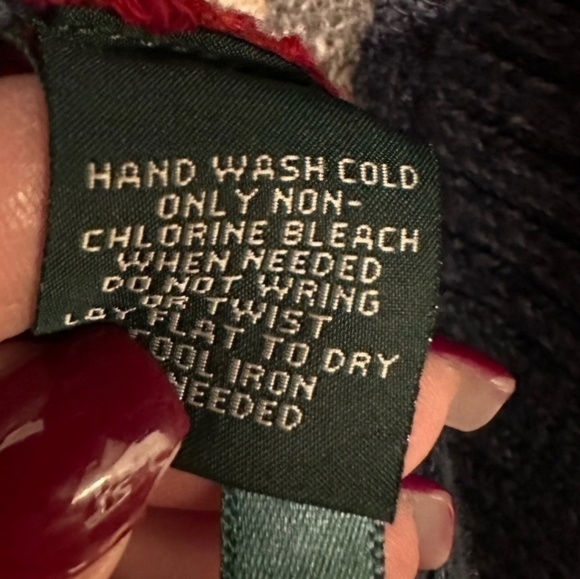 Ralph Lauren | Lauren Jeans Co Red/Blue/Grey Striped Open Front Cardigan Size L - Picture 7 of 7